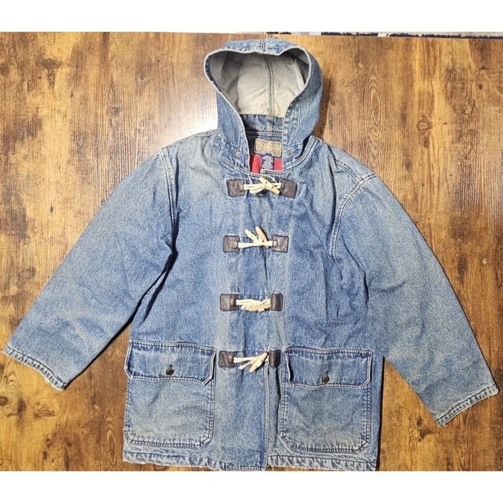 Vintage 90s Gap Chore Coat Men's Oversized Medium Blue Cotton Denim Rope Fade